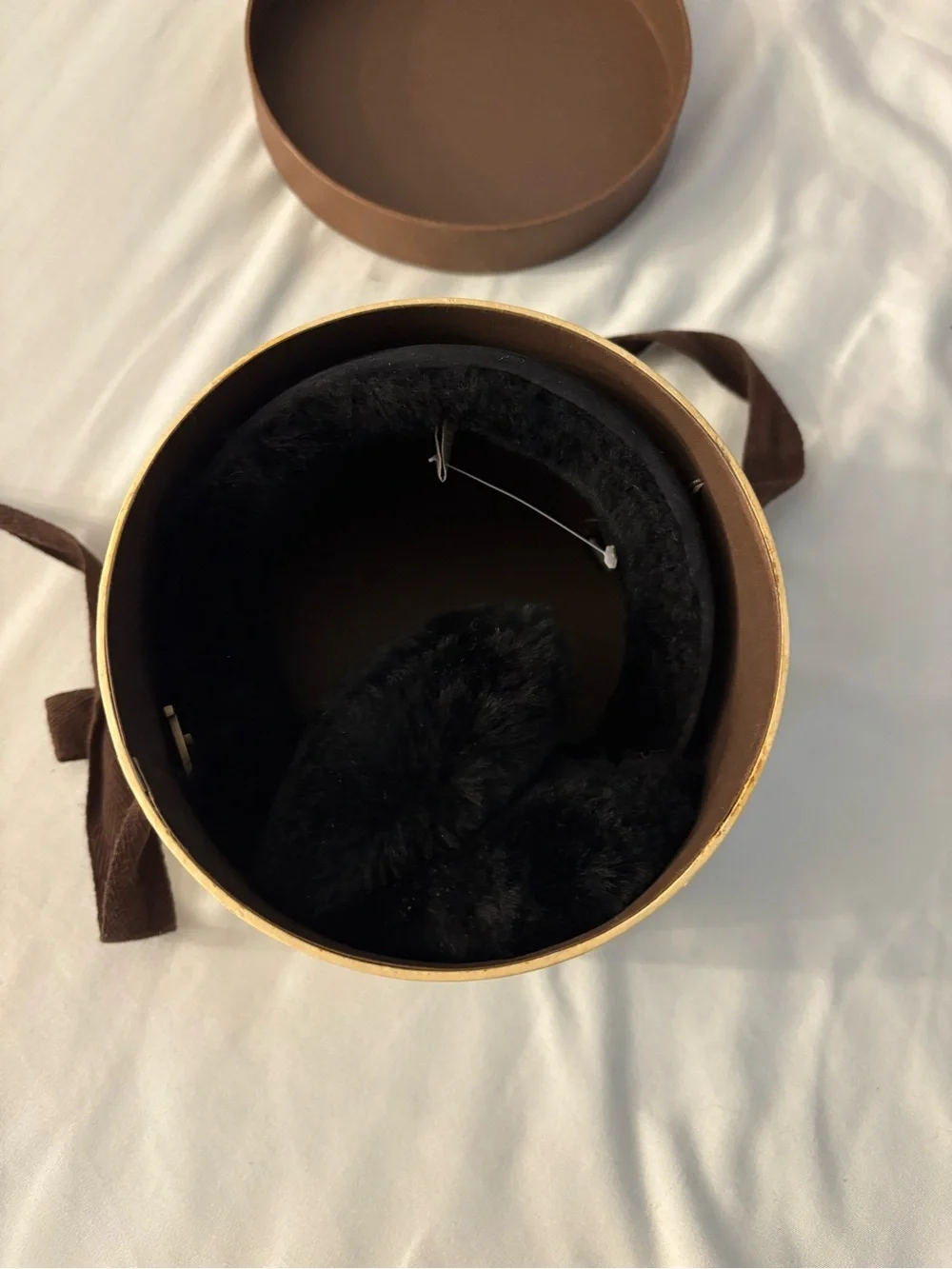 Ugg Australian Ear Muffs Black Shearling Sheepskin and Suede